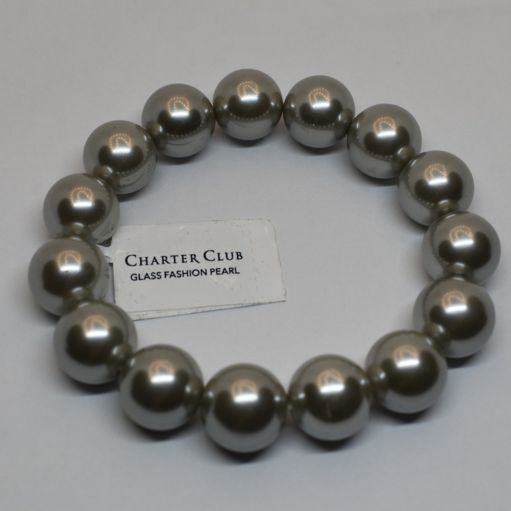 Charter Club Grey Pearl 14MM Stretch Bracelet